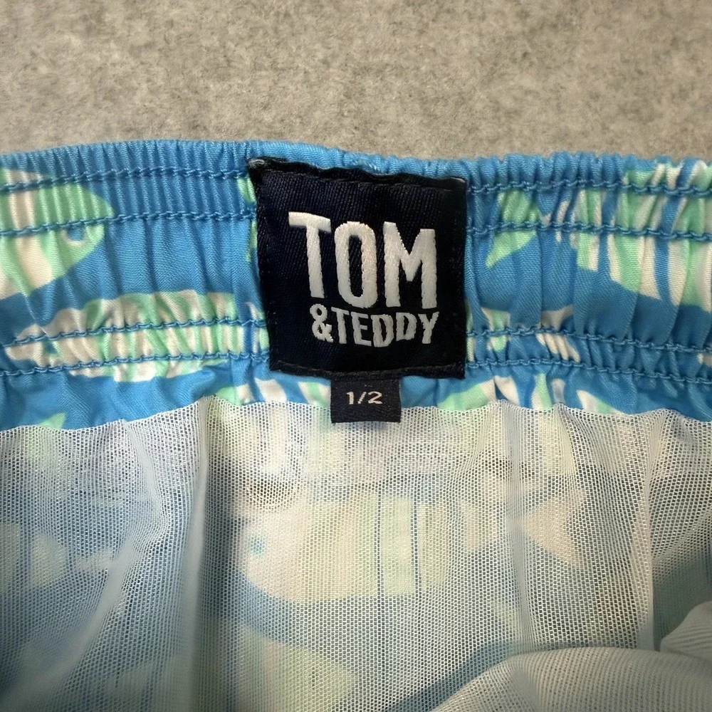 Tom & Teddy Boys TODDLER 1/2 Swim Board Shorts Trunks Sardines Fish Mesh Lined